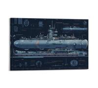 ODGYENGW Poster su tela con sottomarino nucleare vintage, motivo: corazzata da guerra, 50 x 75 cm