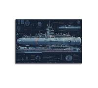 ODGYENGW Poster su tela con sottomarino nucleare vintage, motivo: corazzata da guerra, immagine decorativa da parete, 30 x 45 cm