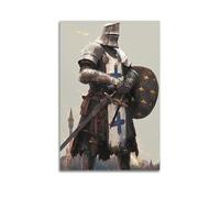 ODGYENGW Quadro su tela, motivo: crociato templare medievale vintage europeo, guerriero corazzato, 6, opera d'arte decorativa da parete, 40 x 60 cm