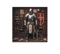 ODGYENGW Quadro su tela raffigurante un crociato templare medievale europeo, vintage, corazzato guerriero 12, opera d'arte decorativa da parete, 50 x 50 cm