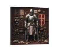 ODGYENGW Quadro su tela raffigurante un crociato templare medievale europeo, vintage, corazzato guerriero 12, opera d'arte decorativa da parete, 40 x 40 cm