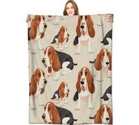 ODHHGDF Basset Hound - Coperta con simpatico cucciolo di cane, regalo per bambini, adulti, donne, uomini, in morbido pile, per gli amanti degli animali domestici, decorazione moderna per divano e