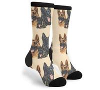 ODHHGDF Calzini a tubo con pastori tedeschi con cucciolo su giallomarrone, unisex, casual, pazzi, divertenti, atletici, fantasia, novità grafica, regalo traspirante, Come nella foto, Taglia unica
