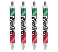 ODHHGDF Penne a sfera con bandiera italiana, punta fine da 0,5 mm, penna a sfera retrattile, con fusto rotondo, flessibile, 4 pezzi