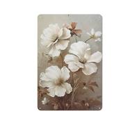 ODHHGDF Targa rustica in metallo con magnolia, decorazione da parete con fiori bianchi, decorazione per soggiorno, camera da letto, 20 x 30 cm