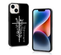 Odhtst Custodia estetica per telefono con versi biblici compatibile con iPhone 14 da 6,1 pollici, protezione antiurto in TPU con graziosi fiori Gesù Cristiano, custodia per telefono per ragazze e