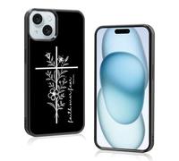Odhtst Custodia estetica per telefono con versi biblici compatibile con iPhone 15 da 6,1 pollici, protezione antiurto in TPU con graziosi fiori Gesù cristiano, custodia per telefono per ragazze e