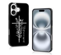 Odhtst Custodia estetica per telefono con versi biblici compatibile con iPhone 16 da 6,1 pollici, protezione antiurto in TPU con graziosi fiori Gesù Cristiano, custodia per telefono per ragazze e
