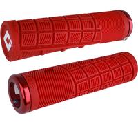 Impugnature Odi Grips Reflex XL V2.1 Lock-On Rosse con Morsetti Rossi, 135mm, per BMX e MTB