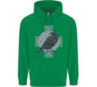 Odin Celtic Raven Viking Tatuaggio Croce Runico Bambini Felpa con Cappuccio