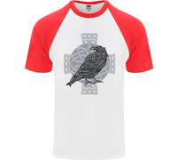Odin Celtico Corvo Viking Tattoo Croce Runica Uomo S/S Maglietta Baseball