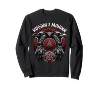 Odin Ravens Huginn & Muninn Vegvisir Mito dei Vichinghi Norvegesi Felpa