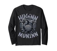 Odin Ravens Huginn & Muninn Vegvisir Mito dei Vichinghi Norvegesi Maglia a Manica