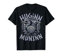 Odin Ravens Huginn & Muninn Vegvisir Mito dei Vichinghi Norvegesi Maglietta
