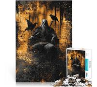 Odino con i corvi Hugin e Munin Puzzle da 1000 pezzi per adulti Giochi educativi Decorazione della casa Decorazione murale Regali unici per compleanno e Natale 38x26cm
