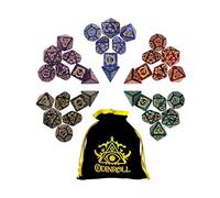 ODINROLL Set di Dadi Poliedrici, 35 Pezzi - 5 Set di Dadi per GDR con 1 Borsa per Dungeons and Dragons D&D RPG MTG Giochi da Tavolo, Include D20, D12, D8, D6, D4, D10 (0-9) e D10 (00-90)