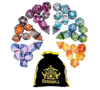 ODINROLL Set di Dadi Poliedrici, 42 Pezzi - 6 Set di Dadi per GDR con 1 Borsa per Dungeons and Dragons D&D RPG MTG Giochi da Tavolo, Include D20, D12, D8, D6, D4, D10 (0-9) e D10 (00-90)