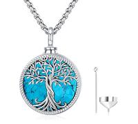 Odinstone Albero Della vita collana ceneri, Donna Ciondolo Urna in Argento Sterling S925 Gioielli Cremazione per Ceneri, Collana Urna per Ceneri con kit di riempimento