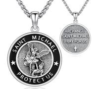 Odinstone Ciondolo San Michele in argento 925 Medaglia dell'Arcangelo Michele Catena protettiva Collana cattolica Amuleto Gioielli religiosi Uomo Donna Uomo