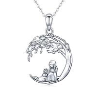 Odinstone Collana con ciondolo a forma di albero della vita in argento Sterling 925, gioiello personalizzato in argento per donne, regalo speciale per mamma/fidanzata/moglie (M-albero della vita)