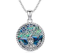 Odinstone Collana con ciondolo a forma di albero della vita in argento Sterling 925, gioiello personalizzato in argento per donne, regalo speciale per mamma/fidanzata/moglie (H-albero della vita)