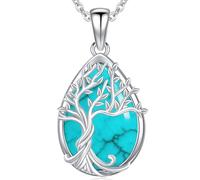 Odinstone Collana con ciondolo a forma di albero della vita, in argento Sterling, per donne, albero genealogico, gioielli per mamma/moglie/nonna (con elegante confezione regalo), one size, Argento