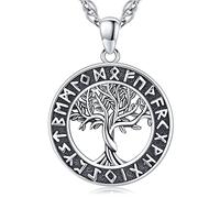 Odinstone Collana con Ciondolo Albero della vita per Uomo in Argento 925 Ciondolo Vichinga Vegvisir Amuleto Gioielli Regalo per Uomo Donna, Catena regolabile in acciaio 61cm (01)