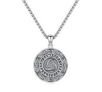 Odinstone Collana con nodo celtico Collana da uomo in argento sterling 925 con ciondolo vichingo Collana con rune per uomo Amuleto Gioielli celtici per donna