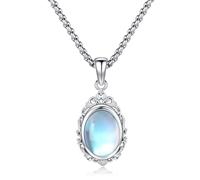Odinstone Collana con pietra di luna Collana con ciondolo in pietra di luna da donna in argento sterling 925 Gioielli con pietra di luna per ragazze, 1