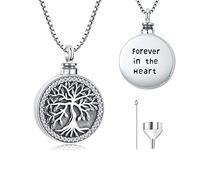 Odinstone Collana di Ceneri, Gioielli Cremazione 925 Gioielli in Argento Sterling Albero Della vita Ciondolo Cremazione per Ceneri Collana di Urna per ceneri, Regali per Donna