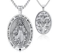 Odinstone Collana Vergine Maria Medaglia sacra Argento sterling 925 Collana cattolica Pendente Guadalupe Gioielli religiosi Regalo per donne Uomini