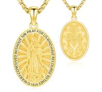 Odinstone Collana Vergine Maria Medaglia sacra Argento sterling placcato oro Collana cattolica 18 carati Pendente Guadalupe Gioielli religiosi Regalo per donne e uomini