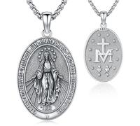 Odinstone Medaglia della Vergine Maria Collana sacra Argento sterling 925 Collana cattolica Pendente Guadalupe Gioielli religiosi Regalo per donne Uomini