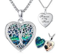 Odinstone Medaglione apribile per immagini, albero della vita, medaglione da donna, in argento Sterling 925, con ciondolo per foto, medaglione per donne, regali per donne e mamma, Argento sterling,