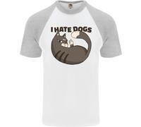 Odio I Cani Maglietta Divertente Per Amanti Dei Gatti Uomo S/S Baseball
