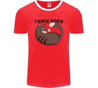 Odio I Cani Maglietta Ringer Divertente Per Amanti Dei Gatti Uomo FotL