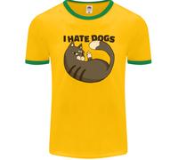 Odio I Cani Maglietta Ringer Divertente Per Amanti Dei Gatti Uomo FotL