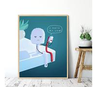Odio I Miei Lavori Poster Divertente Spazzolino Da Denti E Stampa Tela Umoristica Unica Pittura Arte Murale Immagine Bagno Toilette Home Decor 21X30Cm Senza Telaio