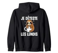 Odio Il lunedì I Hate Mondays Fatigué Bradipo Stanco Felpa con Cappuccio