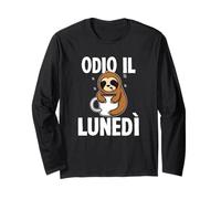 Odio Il lunedì I Hate Mondays Fatigué Bradipo Stanco Maglia a Manica