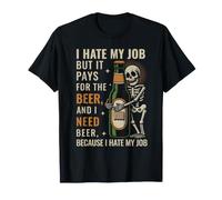 Odio Il Mio Lavoro ma Mi paga la Birra Skeleton Retro Maglietta