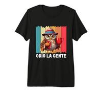 Odio La Gente Amante dei Gufi Sarcastico e Introverso Maglietta Premium