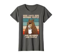 Odio la Gente del Mattino Scontroso Orso misantropico Che Dice Maglietta, Donna, Asfalto, L