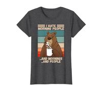 Odio la Gente del Mattino Scontroso Orso misantropico Che Dice Maglietta, Donna, Grigio Scuro, 3XL