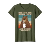 Odio la Gente del Mattino Scontroso Orso misantropico Che Dice Maglietta, Donna, Oliva, M