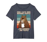 Odio la Gente del Mattino Scontroso Orso misantropico Che Dice Maglietta, Donna Plus-Size, Pervinca, 2X