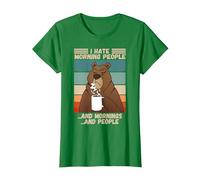 Odio la Gente del Mattino Scontroso Orso misantropico Che Dice Maglietta, Donna, Verde Mela, XS