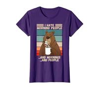 Odio la Gente del Mattino Scontroso Orso misantropico Che Dice Maglietta, Donna, Viola, 3XL