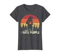Odio la Gente Design retrò da Campeggio all'aperto per Gli a Maglietta, Donna, Grigio Scuro, L
