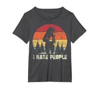 Odio la Gente Design retrò da Campeggio all'aperto per Gli a Maglietta, Donna Plus-Size, Grigio Scuro, 5X